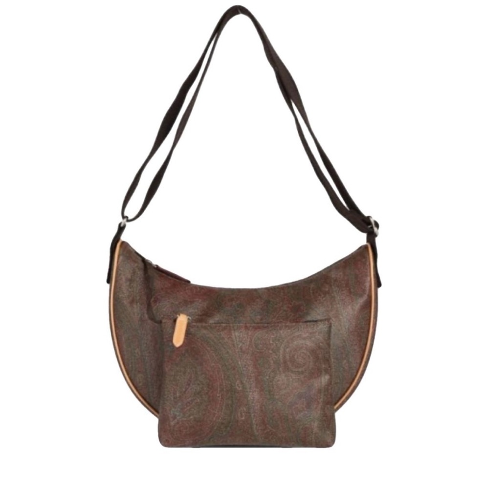 SOLD - Etro Brown Leather Logo Strap Shoulder Bag